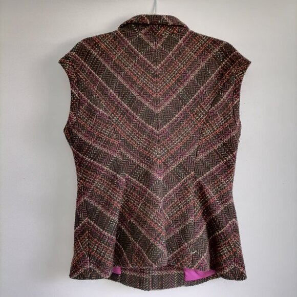 Cabi Style #691 Womens Brown Plaid Print Wool Blend Sweater Vest Size Medium - Picture 4 of 7